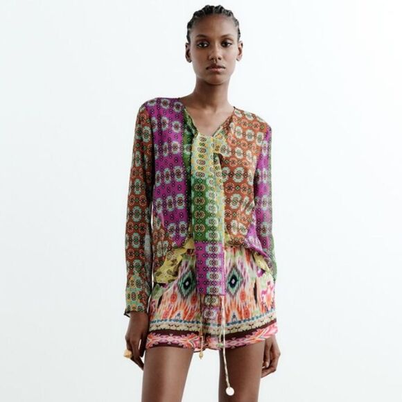 Zara Bohemian Print Top - Picture 1 of 13